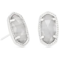 Kendra Scott Gray Earrings Kendra Scott Ellie Stud Earrings for Women, Fashion Jewelry, Rhodium-Plated, Slate Cats Eye