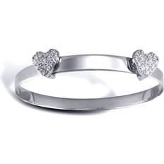 9k Bracelets Jewelco London 9ct white gold cz love hearts expanding baby bangle bracelet