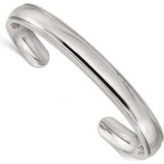 Silver Plated - Unisex Bracelets Chisel Stainless steel polished and grooved bangle Silver