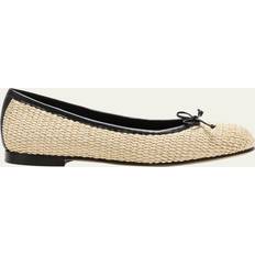 Manolo Blahnik Veralli Woven Bow Ballerina Flats KHAKI