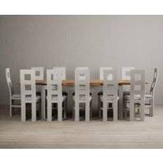 Oak - Wood Dining Sets Oak Furniture Superstore Buxton Light Grey Dining Set 90x280cm 13pcs