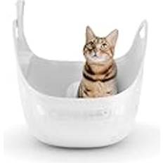 Kattlådor med tak Husdjur Litter Genie Box Vit Kattlåda Med Låg Ingång 34x43 cm