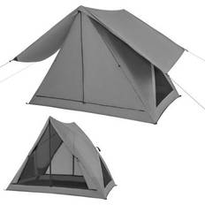 Costway Pop-up Camping Tent for 2-3 People with Carry Bag and Rainfly for Backpacking Hiking Trip-Gray