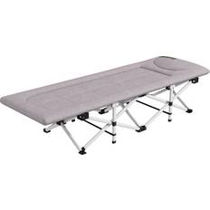 Feldbett, Faltbares Campingbett mit Aufbewahrungstasche, Campingliege mit Tragetasche, bis 200 kg belastbar, Oxford, Grau, 200 x 65 x 42 cm
