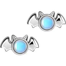 Moonstone Earrings Iringnier Bat Stud Earrings - Silver/Moonstone