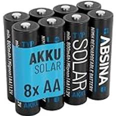 8 x solcellsbatteri AA uppladdningsbart 800 mAh 1,2 V NiMH – Mignon AA solbatterier för solcellslampor – solcellsbatterier AA med låg självurladdning