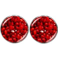 Bassin and Brown Pomegranite Fruit Cufflinks Red