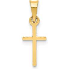 Charms & Pendants JewelryWeb 14k yellow gold solid & high polished mini cross charm 0.23