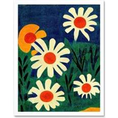 ARTERY8 Print Meadow of Daisies Floral Flower Matisse Vintage Style Cream Framed Art