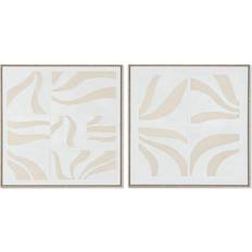 Brugskunst Home ESPRIT Hvid Beige Abstrakt Skandinavisk Billede