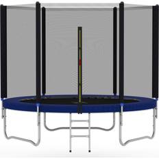 Round Trampolines Freeport Park Heavy Duty 8' Above Ground Trampoline with Safety Enclosure blue 205.0 H x 244.0 W x 244.0 D cm