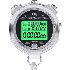 Stop Watches Aetomce Stopwatch Metal Stopwatch Timer With Backlit 1/100th Second Precision 200 Lap Memory Digital Stop Watch For Coaches