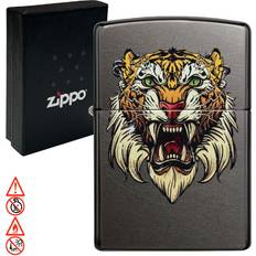 Zippo Lighters Zippo benzinfeuerzeug sabretooth tiger geschenkbox feuerzeuge grau benziner