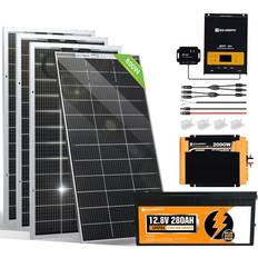 Eco-Worthy 3.58KWH 800W Solar Panel Kit System for Home House: 4pcs Bifacial 195W Solar Panels 1pc 2000W Solar Inverter 1pc 60A MPPT Controller 1pc 12V 280Ah Lithium Battery