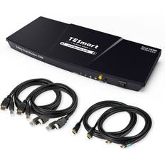 KVM Switches Hdmi kvm switch 2 monitors 2 computers 4k60hz, usb 2.0, dual monitor kvm swi. Black USB2.0 for 2 PCs Dual Monitor