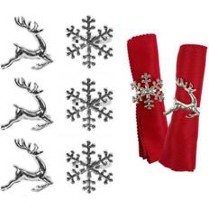 Napkin Rings YöL of 6 Snowflake Reindeer Xmas Napkin Ring