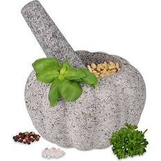 Pestelli e mortai Relaxdays Mortaio Gadget Da Cucina Grigio Macinapepe
