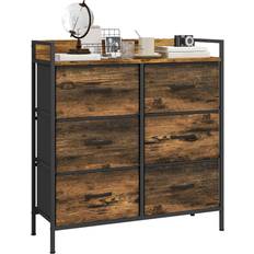 Fabric Chest of Drawers Homcom Bedroom Rustic Brown Chest of Drawer 79x85cm