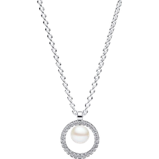 Treated Freshwater Cultured & Pavé Collier Necklace - Silver/Transparent/Pearl