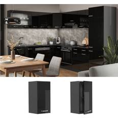 Porte Mobili a Parete VICCO Pensile Da Cucina R-Line Nero Lucido 30 cm Mobile a Parete