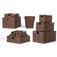 Baskets Happimess BSK1010-10SET 15-3/8" Iron and Water Hyacinth Wash Containers Basket