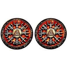 Bassin and Brown Viking Symbol Cufflinks Burnt Orange/Antique Silver