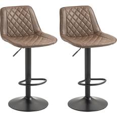 Brown Bar Stools Homcom Retro Brown Bar Stool 106cm 2pcs