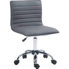 Silver/Chrome Office Chairs Homcom Armless Mid-Back Dark Grey Office Chair 90cm