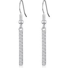 Silver Plated Earrings Jones Silver plated crystal bar drop earrings created with zircondiaÂ crystals