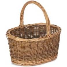 Cotton Baskets RED HAMPER Country Oval Unlined Wicker Shopping Basket