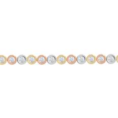 9k Bracelets Jewelco London 9ct 3-colour gold cz bubble donut eternity tennis bracelet