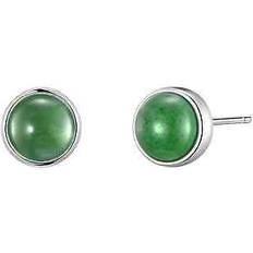 Silver Plated Earrings Green Aventurine Stud Earrings