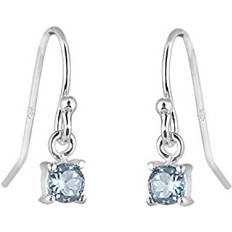 Jewellerybox Sterling Silver Aquamarine CZ March Birthstone Dangle Earrings