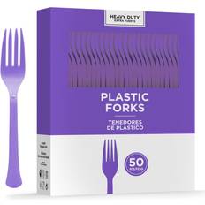 Purple Forks Amscan Heavy Weight Plastic Dessert Fork