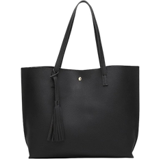 Dreubea Soft Faux Leather Tote Bag - Black