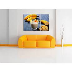 Quadratisch Bilder Pixxprint Geschmackvoller bananencocktail 3-teiler wanddeko Bild