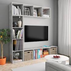 Grigio Mensole da Parete vidaXL Set Mobili Libreria/Porta TV 3 pz Grigio Cemento 180x30x180 cm Mensole da Parete