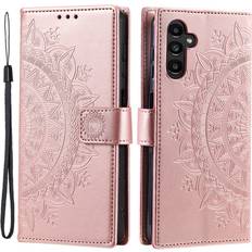 Skalo Samsung A35 5G Mandala Flip Cover Rosa guld