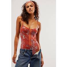 Nylon Combinaisons Free People Printed Night Rhythm Bodysuit - Rust