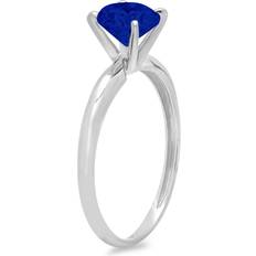 Clara Pucci Round Cut Solitaire Engagement Ring - White Gold/Sapphire