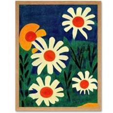 ARTERY8 Print Meadow of Daisies Floral Flower Matisse Vintage Style Cream Framed Art