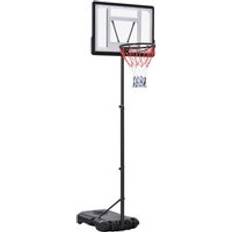 Outdoors Basketball Hoops Homcom 1.55-2.1m Basketball and Stand w/ Fillable Base, Wheels, Black Black