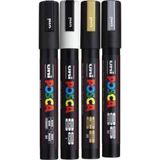 Uniball Posca pc-5m metallic, black, white marker set 4-pc graffiti art supplies