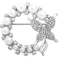 Silver Brooches Veishet Silver Butterfly Zircon Brooch Clothing Accessories Womens Chest Flower Gold Silver