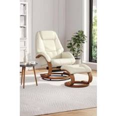 Living and Home Contemporary Leather Soft Recliner Footstool Armchair