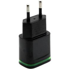 Keshen 2PCS 2 Ports LED Light USB Charger EU Plug 5V 2A Wall Adapter Mobile Phone Micro Data Charging for Phone black