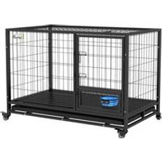 Pawhut 48" Heavy Duty Dog Crate on Wheels