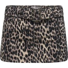 Only Leopard Kjolar Only Leopardmönstrad Minikjol Med Skärp - Brun