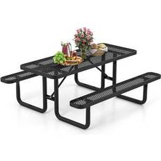 Black Picnic Tables Costway Outdoor Picnic