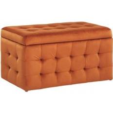 Orange Fodskamler Beliani Orange Velour Tuftet Fodskammel